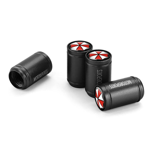 Lot de 4 bouchons de valve de pneu en métal en forme de parapluie pour automobile, universels et modifiés.
