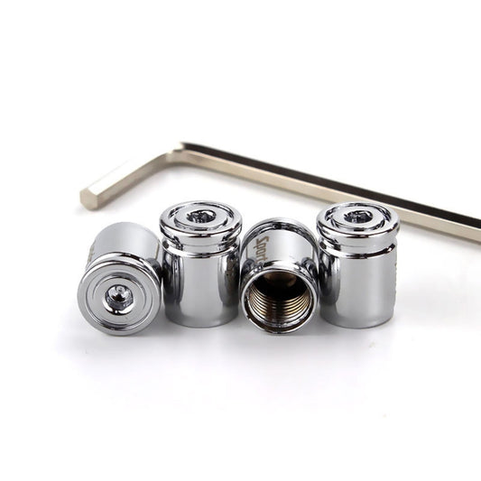Lot de 4 bouchons de valve antivol universels pour pneus de voiture sport avec clé