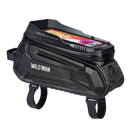 WILD MAN XT5 1,2L Sacoche de cadre avant EVA rigide pour vélo, avec écran tactile étanche pour téléphone, XT5 (Sergé), XT5 (Solaire)