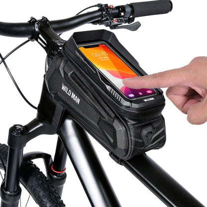 WILD MAN XT5 1.2L EVA Hard Shell Bike Front Beam Bag Touch Screen Phone Waterproof Bag, XT5 (Twill), XT5 (Solar)