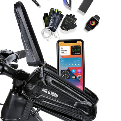 WILD MAN XT5 1.2L EVA Hard Shell Bike Front Beam Bag Touch Screen Phone Waterproof Bag, XT5 (Twill), XT5 (Solar)