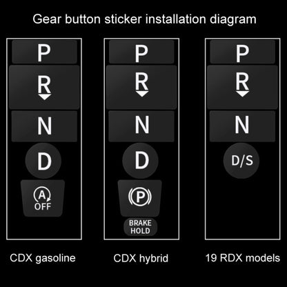 For Acura CDX/19 RDX Car Interior Protective Film, 6pcs /Set Gear Button Sticker, 5pcs /Set Mouse Sticker