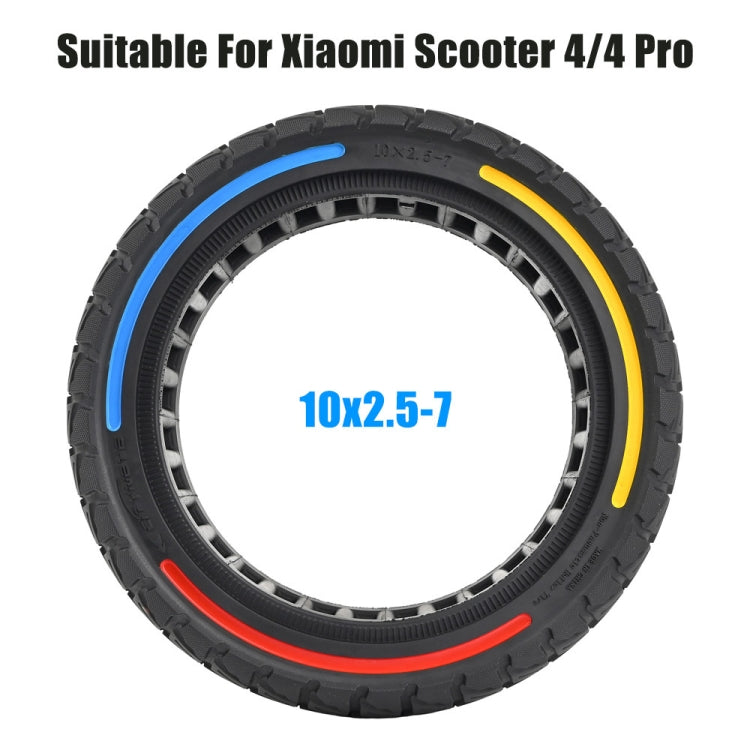 Pneus tout-terrain alvéolés colorés 10 x 2,5-7 pouces pour trottinette Xiaomi 4 / 4 Pro, 10 x 2,5-7 (Tricolore), 10 x 2,5-7 (Jaune), 10 x 2,5-7 (Rouge)