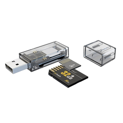 Convertisseur OTG USB vers SD/TF 2 en 1 Lecteur de Carte Multi-Fonction Transparent, Transparent