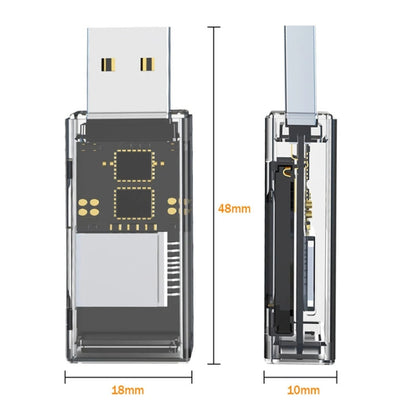 Convertisseur OTG USB vers SD/TF 2 en 1 Lecteur de Carte Multi-Fonction Transparent, Transparent