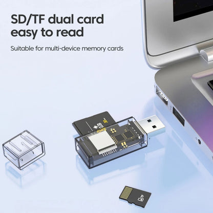 Convertisseur OTG USB vers SD/TF 2 en 1 Lecteur de Carte Multi-Fonction Transparent, Transparent