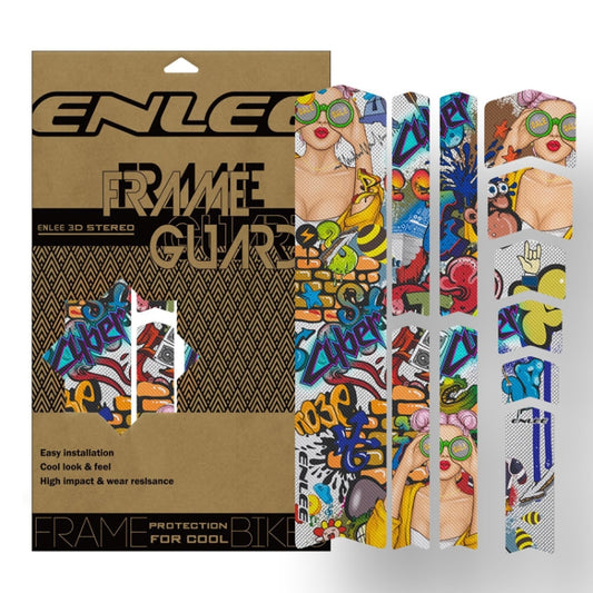 ENLEE 11pcs /Set Autocollant Anti-Rayures Changeant de Couleur pour Cadre de VTT, Film Protecteur Étanche pour Équipement de Cyclisme, Beauté Colorée, Forêt Colorée, Chenille