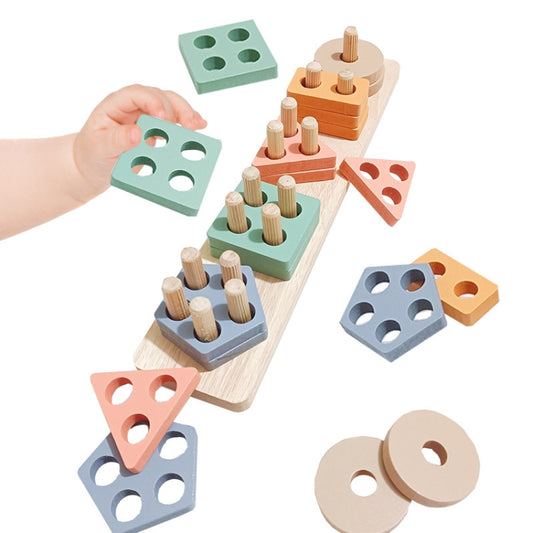 Blocs de construction géométriques pour enfants, formes et couleurs assorties, colonnes, jouets