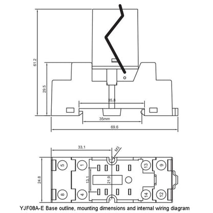 YIJIA YJ2N-GS 8-Pin 2 Way Small Electromagnetic Relay, YIJIA YJ2N-GS