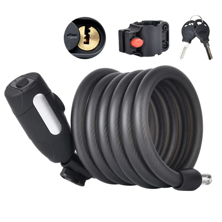 Fixed Portable Anti-theft Thickened Steel Wire Chain Bicycle Lock, Matte Black 1.5m, Matte Black 1.8m