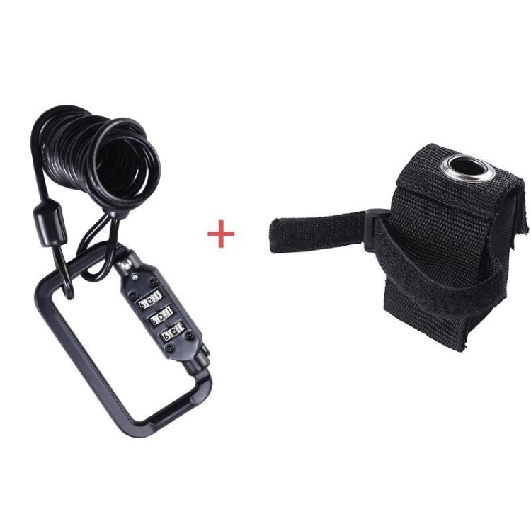 Universal Safety Code Wire Rope Helmet Lock for Motorcycles Bicycles, Black, Black+Storage Bag