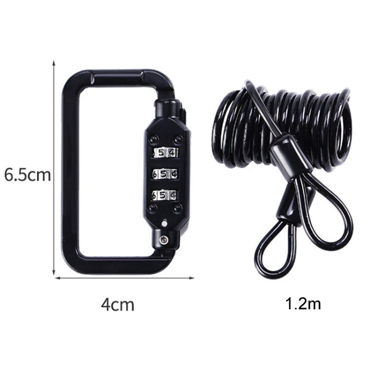 Universal Safety Code Wire Rope Helmet Lock for Motorcycles Bicycles, Black, Black+Storage Bag
