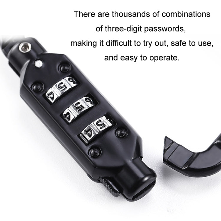 Universal Safety Code Wire Rope Helmet Lock for Motorcycles Bicycles, Black, Black+Storage Bag