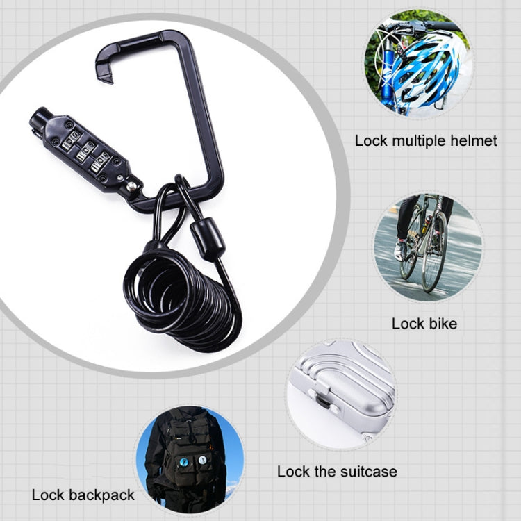 Universal Safety Code Wire Rope Helmet Lock for Motorcycles Bicycles, Black, Black+Storage Bag