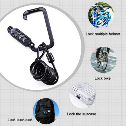 Universal Safety Code Wire Rope Helmet Lock for Motorcycles Bicycles, Black, Black+Storage Bag