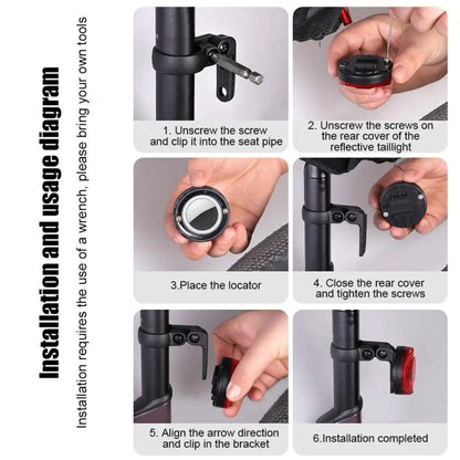 For Airtag Hidden Reflective Tail Light Bicycle Mount, Tail Light Red, Tail Light Yellow