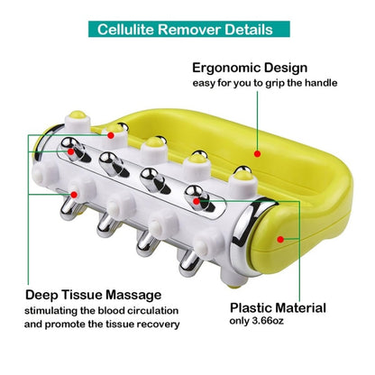 Handheld Curved Five-row Iron Column Roller Soothing Massager