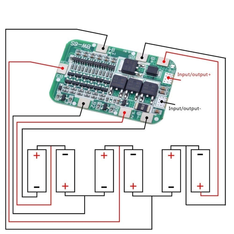 6 String 22/24V 18650 Lithium Battery Protection Board, 6 Strings