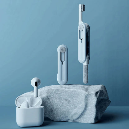 Bluetooth Earphone Cleaning Artifact Phone Dust Removal Tool Multi-Function Cleaning Brush, Sky Blue, Grey