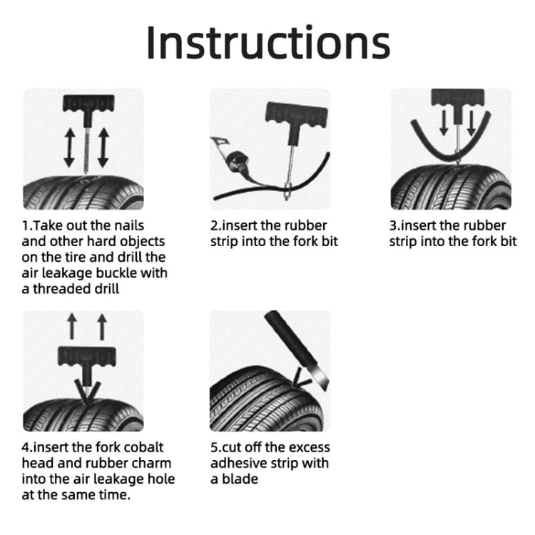 Automotive Vacuum Tire Repair Tool Car Tire Patching Instrument Set, 4pcs, 6pcs, 7pcs, 7pcs-1, 8pcs, 10pcs, 10pcs-1