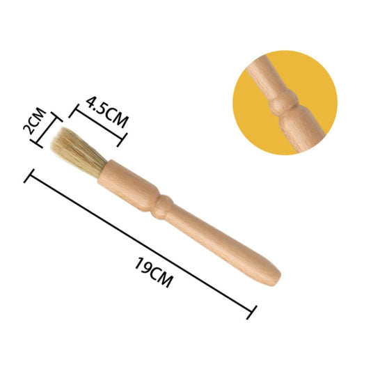 Car Interior Round Wooden Handle Air Vent Cleaning Brush, Wood Color