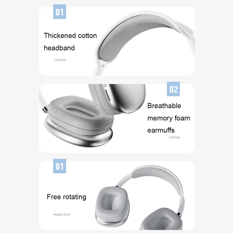 P9 Pro Max HiFi Sound Effect Noise Reduction Wireless Bluetooth Headset, P9 Pro Max (Blue), P9 Pro Max (White), P9 Pro Max (Black)