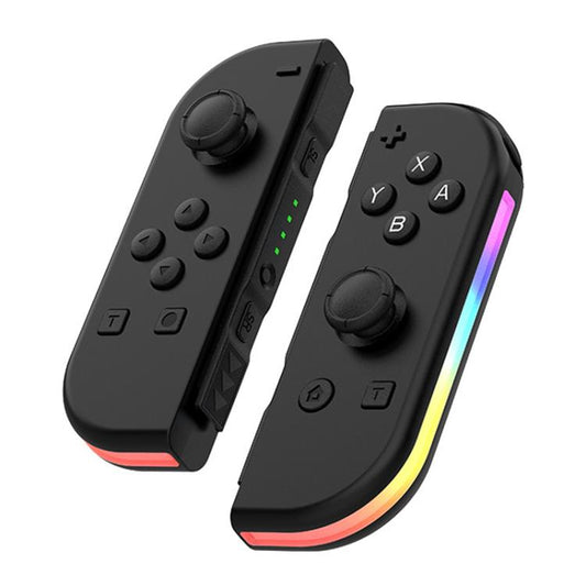 Manette de jeu gauche et droite JOY-02 avec lumières RVB et détection de mouvement Bluetooth pour Switch / Switch OLED / Switch Pro / Switch Lite / Switch Joycon, Noir, Gris
