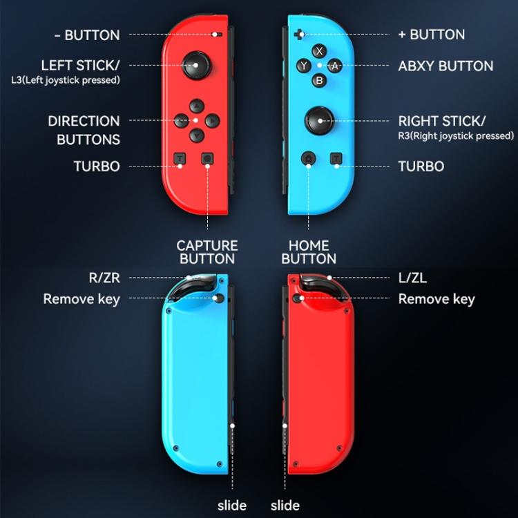 JOY-02 Gaming Left And Right Handle With RGB Lights Body Feel Bluetooth Gamepad For Switch / Switch OLED / Switch Pro / Switch Lite / Switch Joycon, Black, Grey