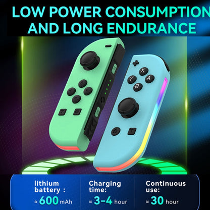 JOY-02 Gaming Left And Right Handle With RGB Lights Body Feel Bluetooth Gamepad For Switch / Switch OLED / Switch Pro / Switch Lite / Switch Joycon, Blue Red, Green Blue, White