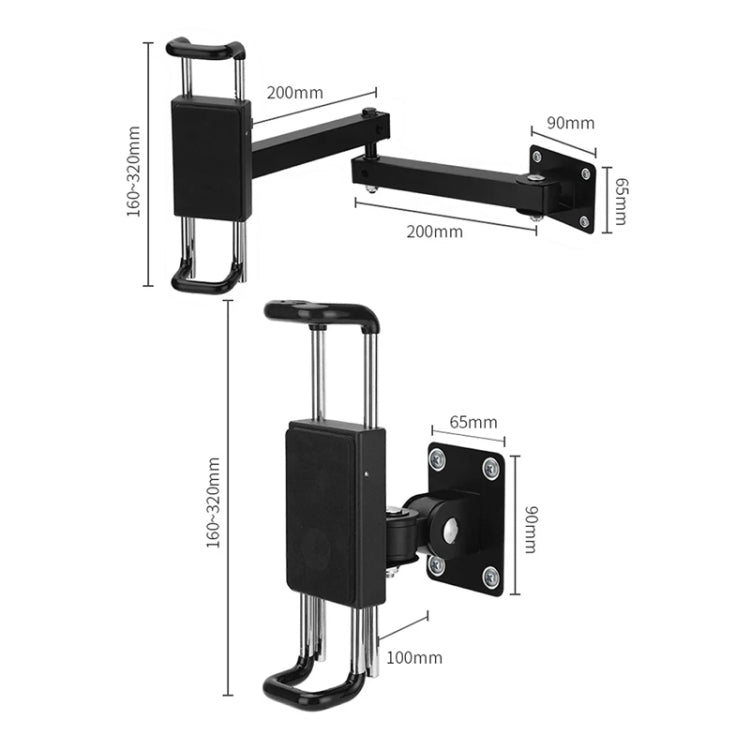 Tablet Wall Mount Holder Foldable Extendable Aluminum Alloy Mount With Anti Theft Security Lock, With Lock Long Arm