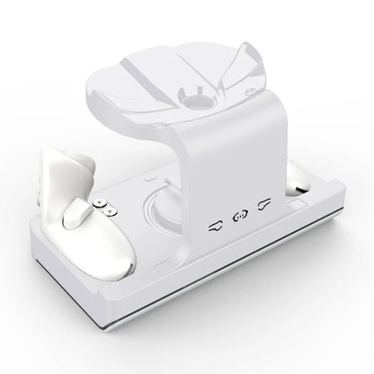 For Meta Quest 3 Headset Charging Base with Dazzle Lights VR Grip Charging Stand, White, Black