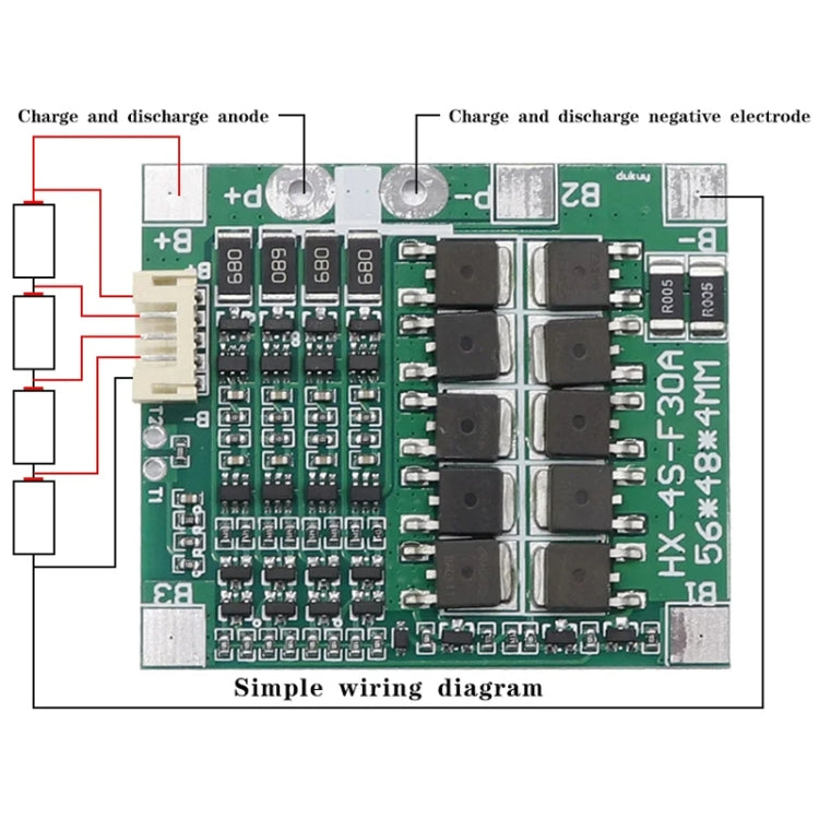 4 S 14.8V / 12.8V 30A Lithium Battery Protective Plate With Equalizer Lithium Iron Phosphate Battery Protection Board, 3.7V Lithium, 3.2V LiFePO4