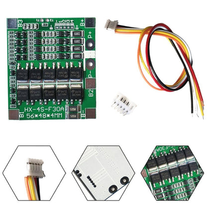 4 S 14.8V / 12.8V 30A Lithium Battery Protective Plate With Equalizer Lithium Iron Phosphate Battery Protection Board, 3.7V Lithium, 3.2V LiFePO4