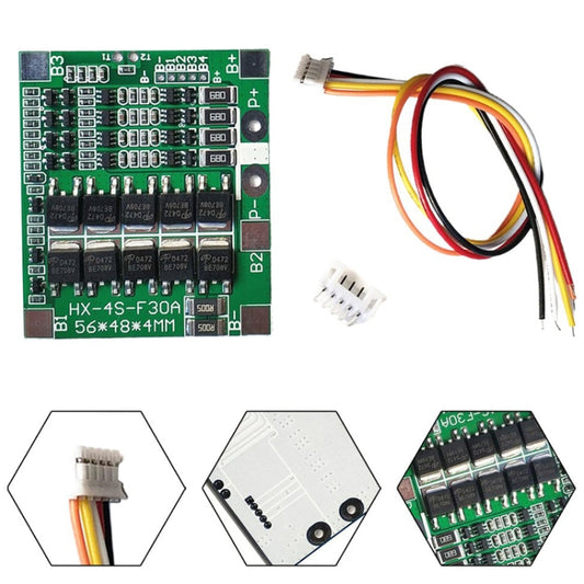 4 S 14.8V / 12.8V 30A Lithium Battery Protective Plate With Equalizer Lithium Iron Phosphate Battery Protection Board, 3.7V Lithium, 3.2V LiFePO4