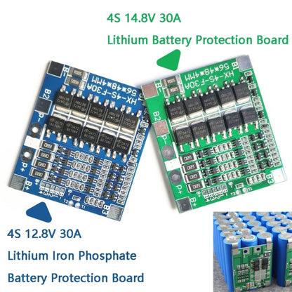 4 S 14.8V / 12.8V 30A Lithium Battery Protective Plate With Equalizer Lithium Iron Phosphate Battery Protection Board, 3.7V Lithium, 3.2V LiFePO4