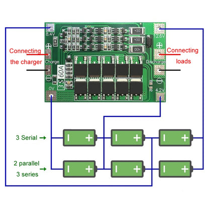 3S 11.1V 12.6V 60A 18650 Li-Ion Battery Charger Protection Board
