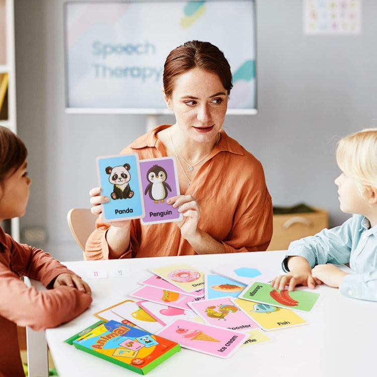 36pcs /Box Children Enlightenment Early Learning English Word Cards, C1 Animal, C2 Shape, C3 Color, C4 Time, C5 Fruit, C6 Body Part, C7 Vegetable, C8 Food And Drink