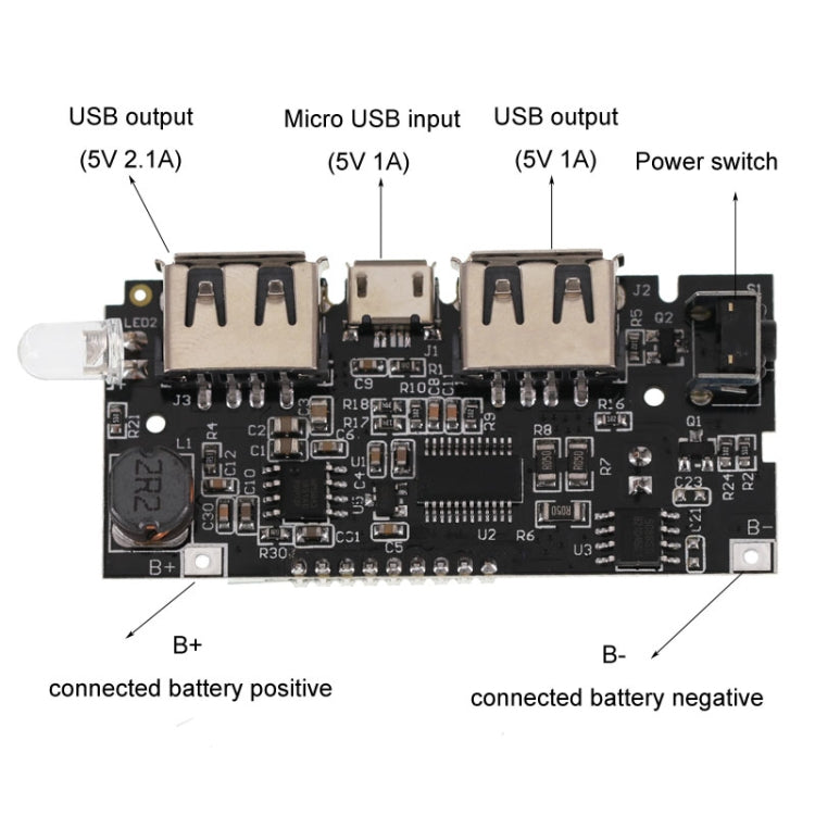 Module de chargeur double batterie USB18650, carte mère de charge avec affichage numérique pour batterie Li-Ion DIY, port de charge 5V 1A 2.1A