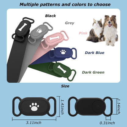 For Samsung Galaxy SmartTag 2 Pet Life Waterproof Silicone Protective Case, Black Cat Claw, Black Bone, Pink Cat Claw, Pink Bone, Deep Blue Cat Claw, Deep Blue Bone