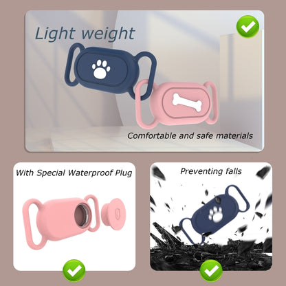 For Samsung Galaxy SmartTag 2 Pet Life Waterproof Silicone Protective Case, Black Cat Claw, Black Bone, Pink Cat Claw, Pink Bone, Deep Blue Cat Claw, Deep Blue Bone