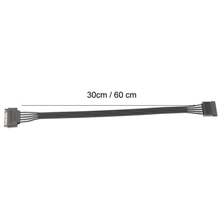 Power Supply SATA 15Pin Male And Female Extension Cable Durable Hard Disk Drive Power Connection Cables, 30cm 15Pin, 60cm 15Pin