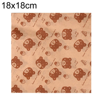 100sheets /Pack Bear Pattern Greaseproof Paper Baking Wrapping Paper Food Basket Liners Paper, 15x15cm, 18x18cm, 20x20cm, 22x22cm, 25x25cm, 20x30cm, 30x30cm, 30x40cm