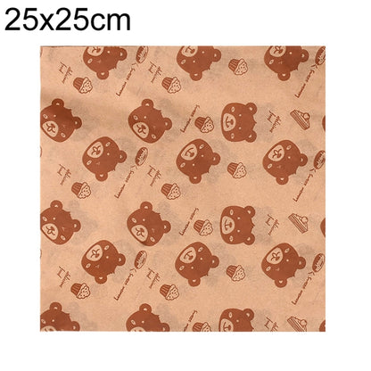100sheets /Pack Bear Pattern Greaseproof Paper Baking Wrapping Paper Food Basket Liners Paper, 15x15cm, 18x18cm, 20x20cm, 22x22cm, 25x25cm, 20x30cm, 30x30cm, 30x40cm