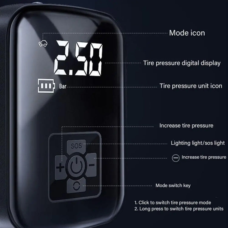 Gonfleur de pneu électrique portable pour voiture, filaire, sans fil standard, sans fil amélioré