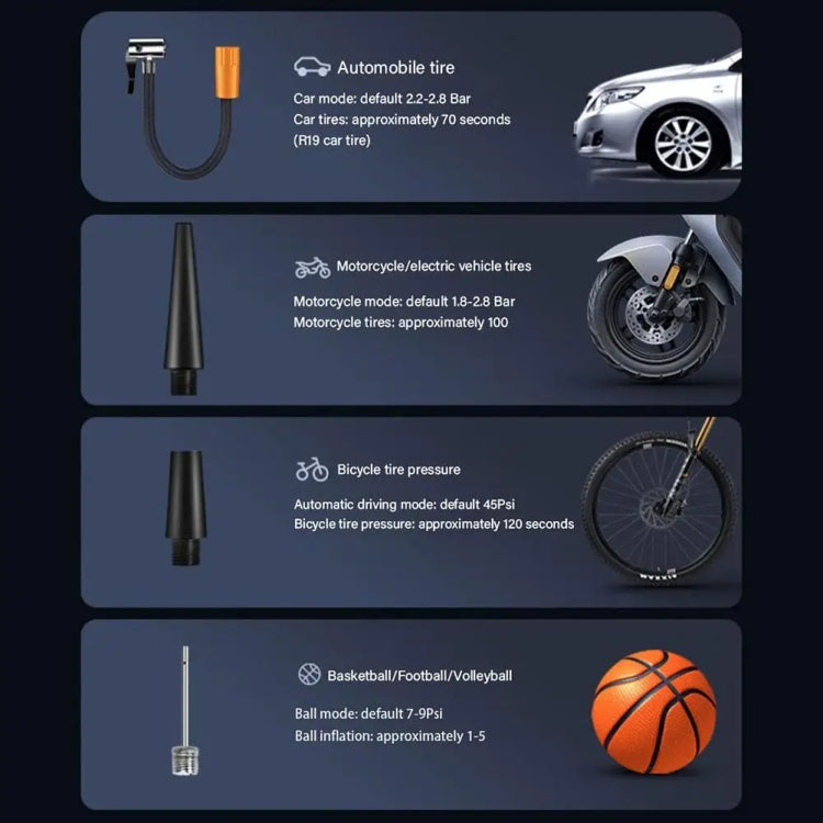 Gonfleur de pneu électrique portable pour voiture, filaire, sans fil standard, sans fil amélioré