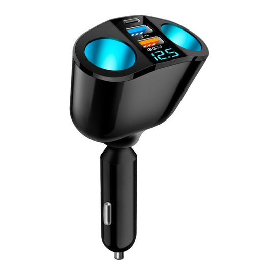 Chargeur de voiture multifonction double USB Type-C avec affichage numérique en temps réel, 3,1 A Double A+C, QC3.0+2,4 A Double A+C, 66 W Double A+C, PD+QC3.0+2,4 A Double A+C