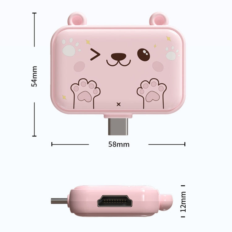 3 In 1 Type-C Docking Station USB Hub For iPad / Phone Docking Station, 3H HDMI+PD+USB3.0 Pink