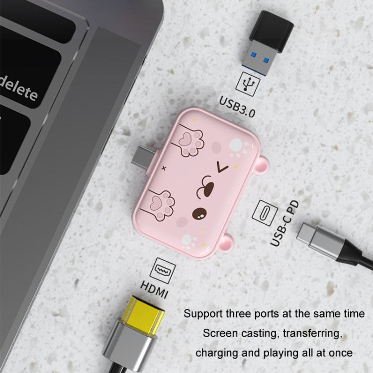 3 In 1 Type-C Docking Station USB Hub For iPad / Phone Docking Station, 3H HDMI+PD+USB3.0 Pink, 3C USB3.0+USB2.0 x 2 Pink, 3A USB3.0+USB2.0 x 2 Pink