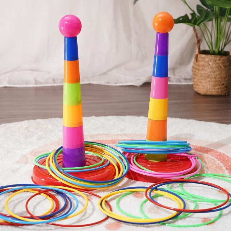 Nachtmarktstand Abnehmbare Wurf-Ring-Spiele Kinder Eltern-Kind-Spiele, 1 Turm 3 Ringe, 1 Turm 9 Ringe, 1 Turm+12 Ringe, 1 Turm 18 Ringe, 1 Turm 24 Ringe, 1 Turm+36 Ringe, 2 Türme 30 Ringe, 2 Türme 48 Ringe