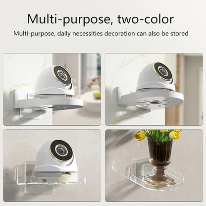 Traceless Wall Mounted Camera Bracket Home No-Punch Surveillance Rack Router Shelf, Transparent